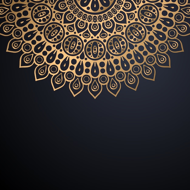 Fundo de design de mandala ornamental de luxo em vetor de cor ouro