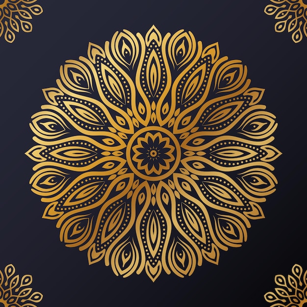 Fundo de design de mandala ornamental de luxo na cor dourada