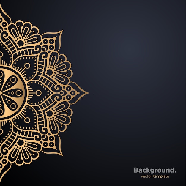 Fundo de design de mandala ornamental de luxo na cor ouro