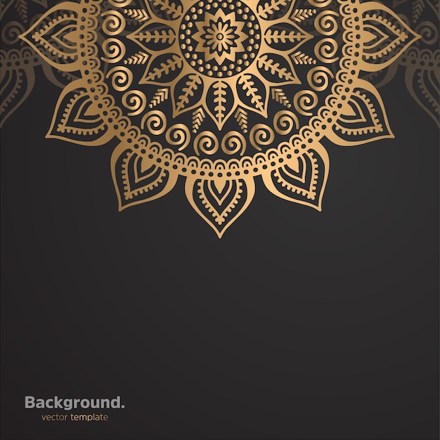 Fundo de design de mandala ornamental de luxo na cor ouro