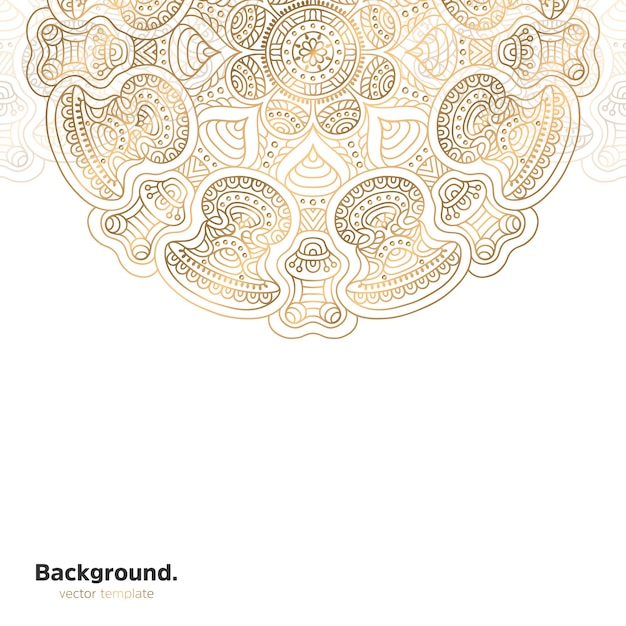 Fundo de design de mandala ornamental de luxo na cor ouro