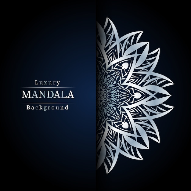 Vetor fundo de design de mandala ornamental de luxo na cor prata