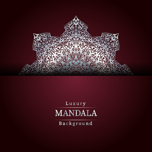 Fundo de design de mandala ornamental de luxo na cor prata