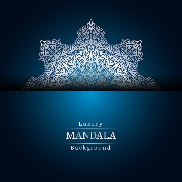 Fundo de design de mandala ornamental de luxo na cor prata