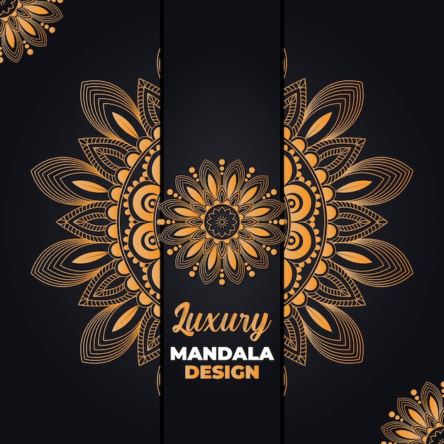 Fundo de design de mandala ornamental e de casamento de luxo em cor dourada