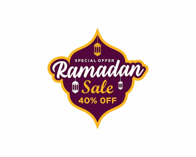 Fundo de design de modelo de banner de crachá de etiqueta de venda do ramadã