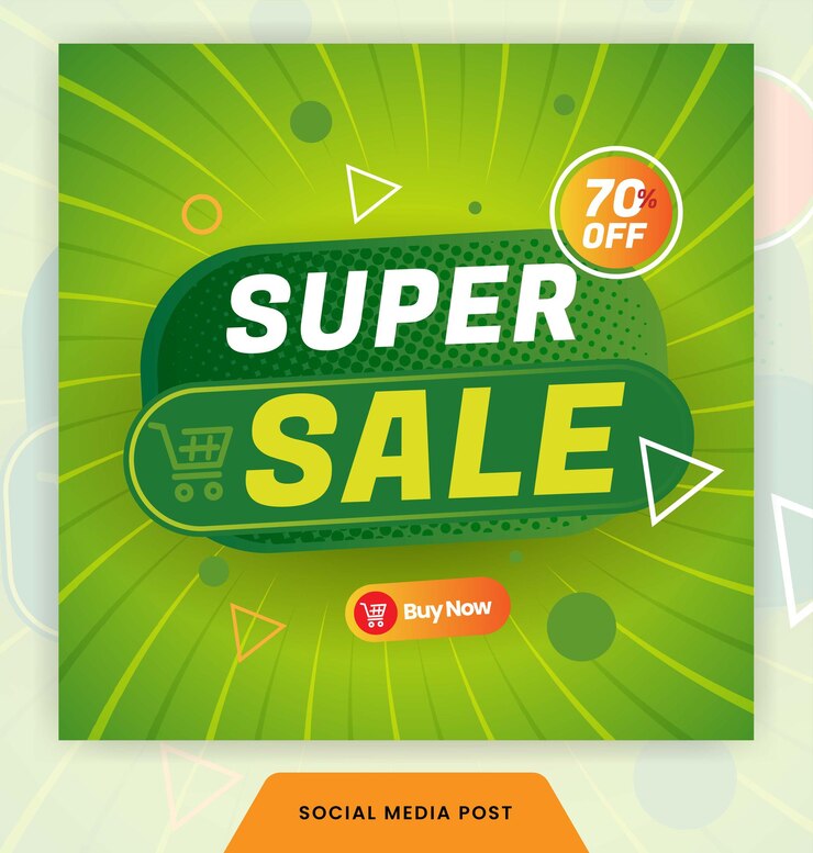 Fundo de design de modelo de banner de super venda post instagram com conceito moderno