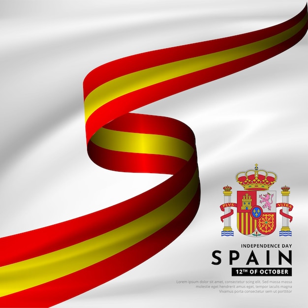 Vetor fundo de design do dia da independência de espanha celebração com vetor de bandeira ondulada. dia da república da espanha.