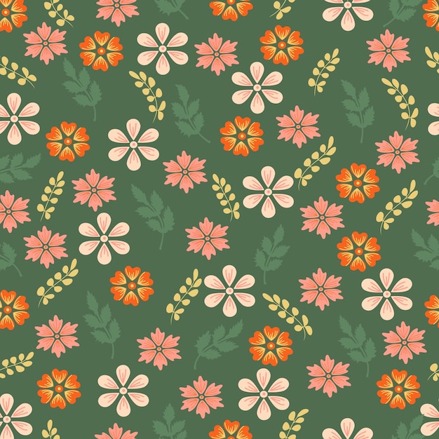 Fundo de design floral de padrão floral de flores coloridas ornamentais sem costura vintage 3d desenhadas à mão de luxo