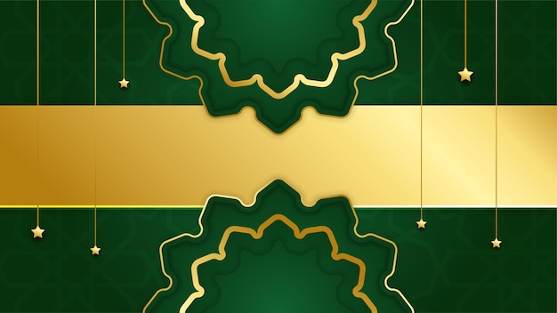 Fundo de design islâmico verde árabe lanterna mandala realista fundo de banner universal ramadan kareem com mesquita de padrão islâmico de lua de lanterna e elementos islâmicos abstratos de luxo