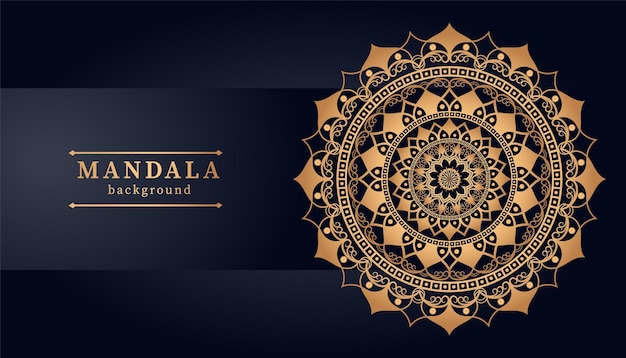 Fundo de design ornamental mandala de luxo na cor ouro