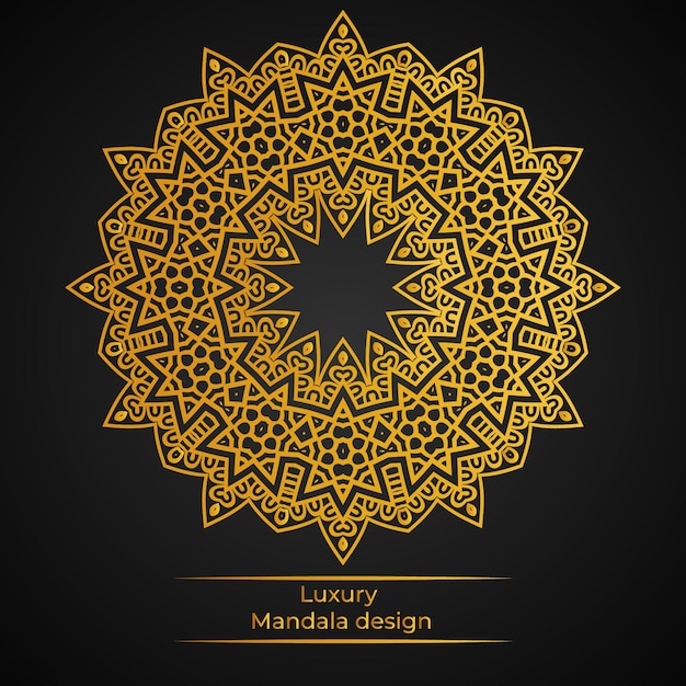 Fundo de design ornamental mandala de luxo na cor ouro