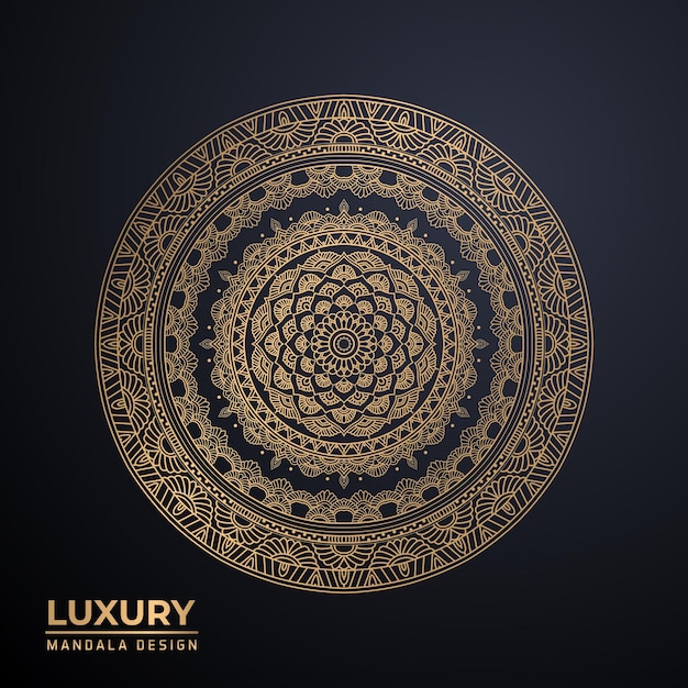 fundo de design ornamental mandala de luxo na cor ouro