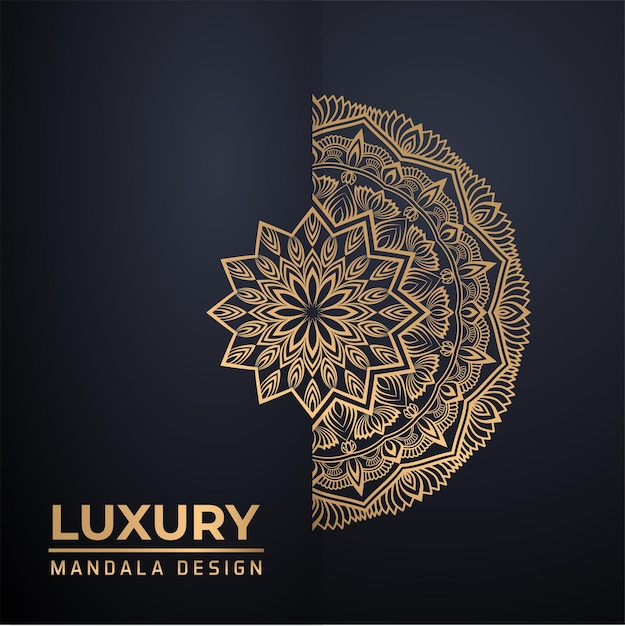 fundo de design ornamental mandala de luxo na cor ouro