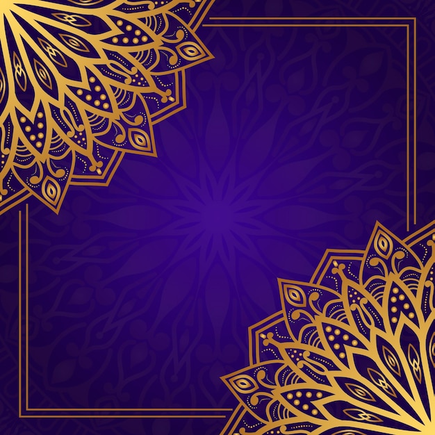 Fundo de design ornamental mandala de luxo na cor ouro
