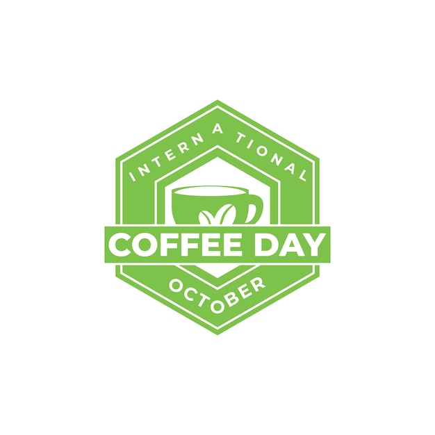 Fundo de design plano do logotipo do café do dia internacional