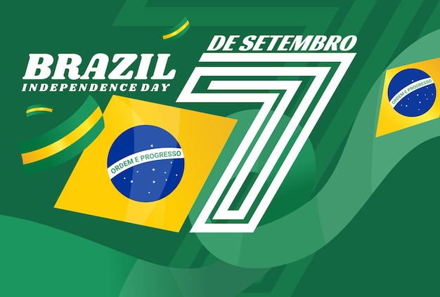 Fundo de design plano festivo 7 de setembro brasil independênciajpg