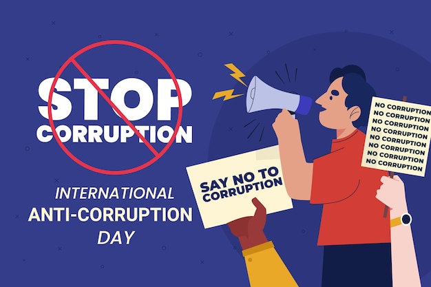 Fundo de dia anti-corrupção desenhado à mão