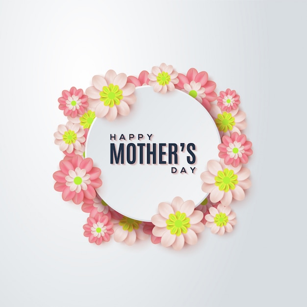 Fundo de dia das mães com flores coloridas.