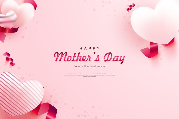 Fundo de dia das mães com ilustração em relevo rosa com balões rosa