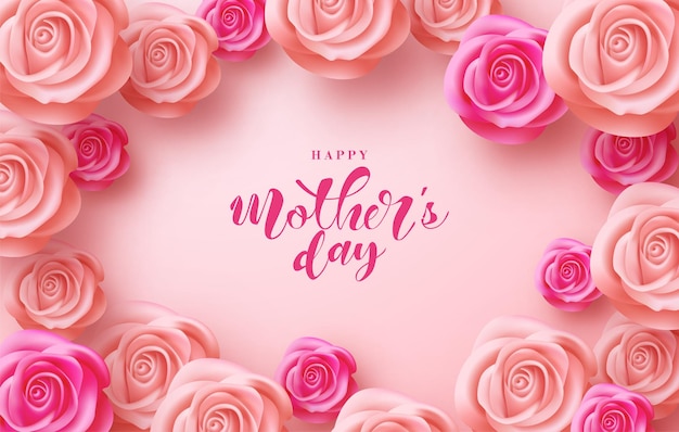 Fundo de dia das mães com moldura de ilustração floral