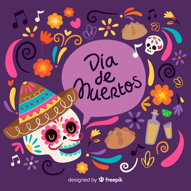 Fundo de dia de muertos de design plano