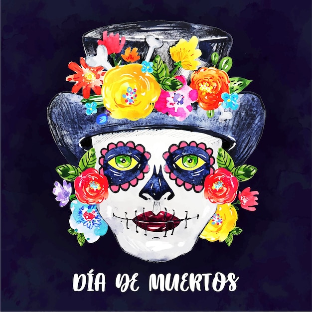 Fundo de dia de muertos em aquarela