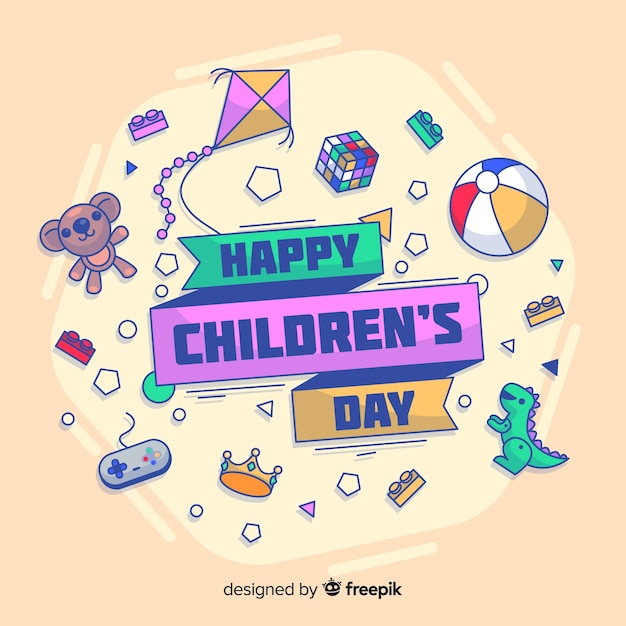 Fundo de dia doodle brinquedos para crianças