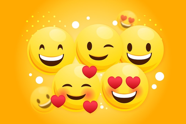 Fundo de dia emoji mundial gradiente com emoticons