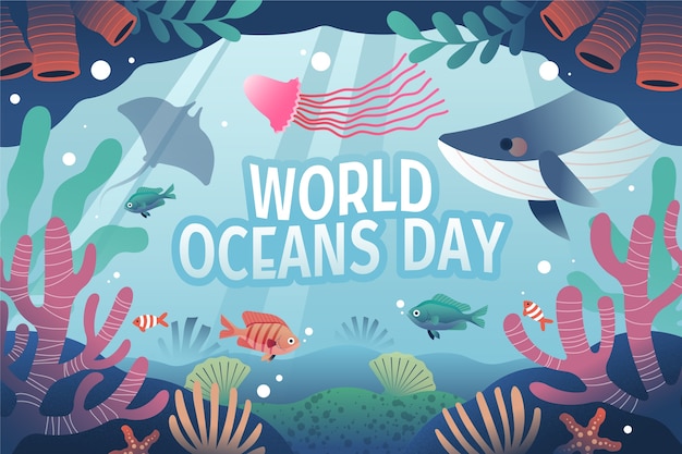 Fundo de dia mundial oceanos plana