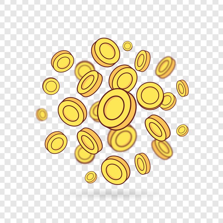 Vetor fundo de dinheiro de dólar de ouro de moedas de desenho animado