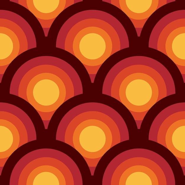 Fundo de discoteca dos anos 70 com aparência retrô e vintage Ilustração de arte vetorial vermelho marrom e amarelo