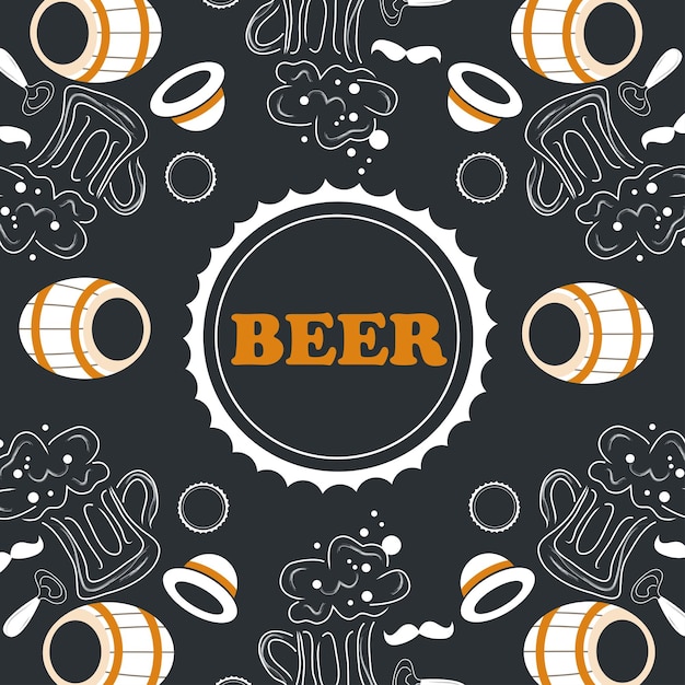 Fundo de doodle de cerveja perfeito para seu café de parede