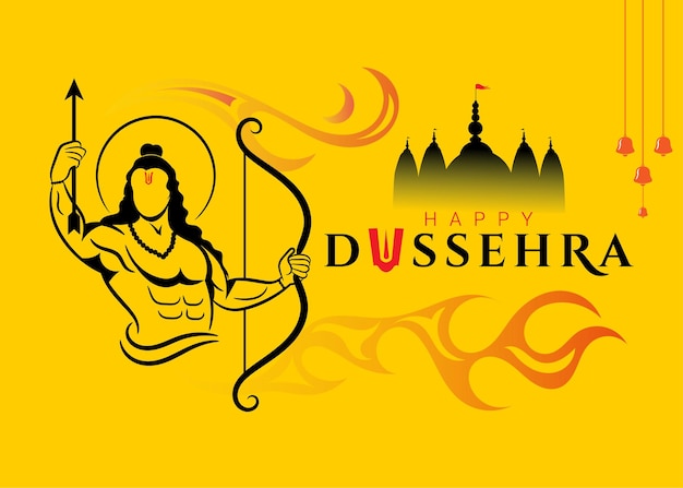 Fundo de dussehra com lord rama segure ilustração de arco