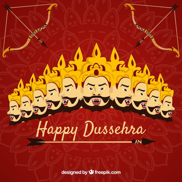 Fundo de dussehra feliz com rostos