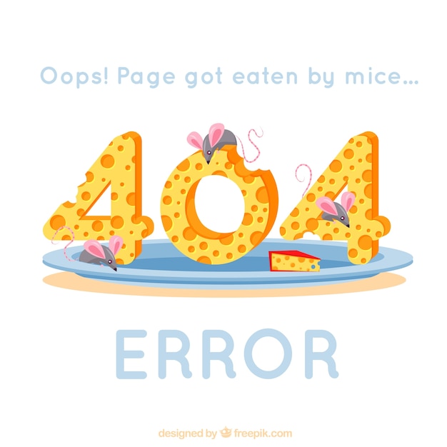 Vetor fundo de erro 404 com ratos comendo queijo