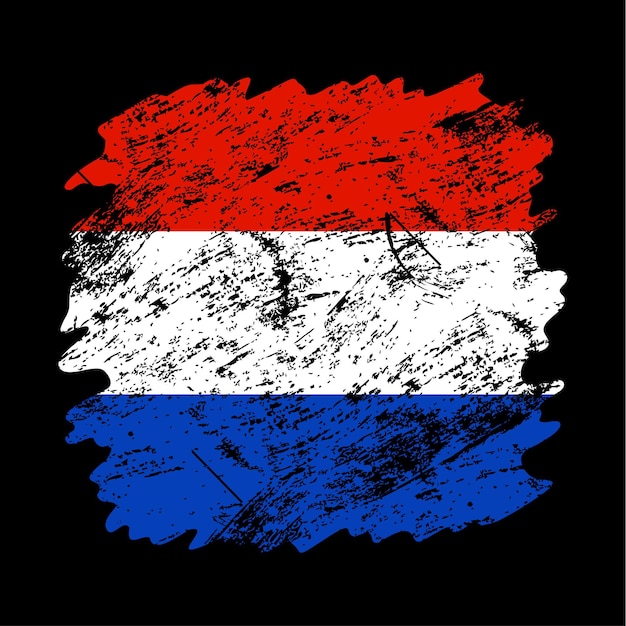 Fundo de escova do grunge da bandeira da Holanda. Antiga ilustração em vetor bandeira escova. conceito abstrato de fundo nacional.