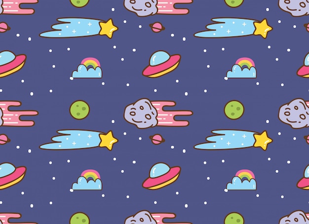 Fundo de espaço no fundo estilo kawaii