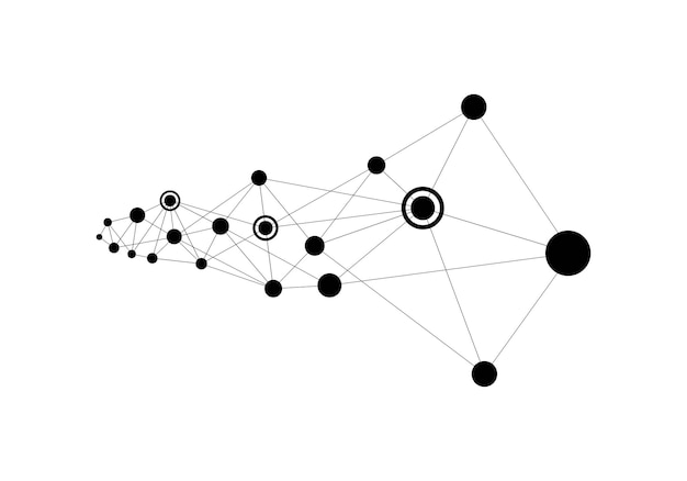 Fundo de espaços poligonais com pontos e linhas de conexão