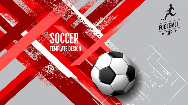 Fundo de esporte de tom vermelho quadrado design de modelo de layout de futebol