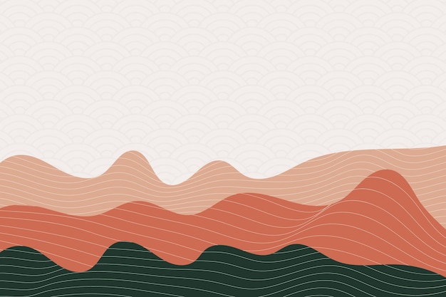 Fundo de estilo de onda abstrata com padrão geométrico japonês e linhas listradas onduladas