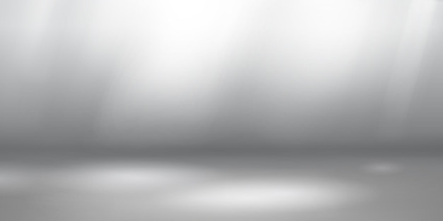 Vetor fundo de estúdio vazio com iluminação suave nas cores branco e cinza
