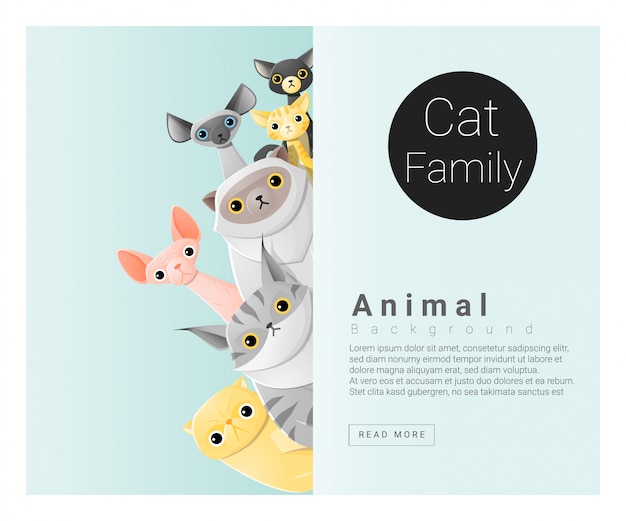 Fundo de família animal bonito com gatos