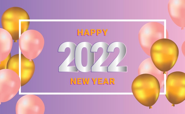 Fundo de feliz ano novo 2022 com modelo de balões