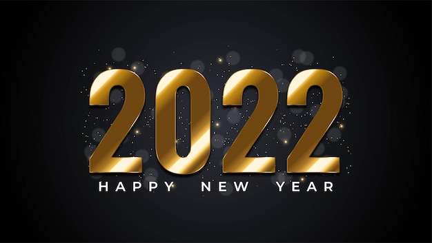 Fundo de feliz ano novo de 2022 com números dourados de confete brilhante de ouro para presente de laço de presente