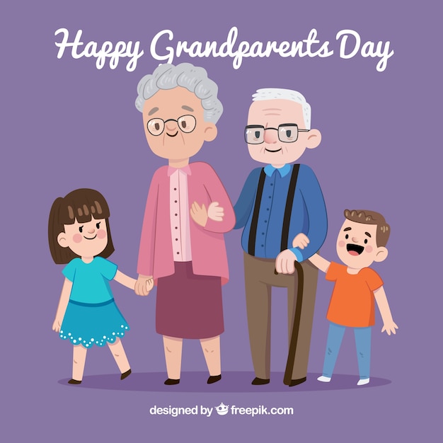 Fundo, de, feliz, avós, com, seu, grandchildren
