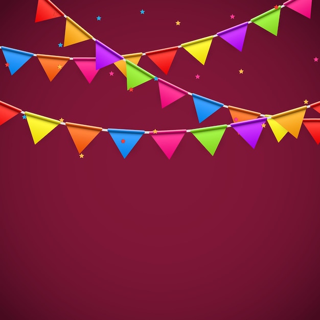 Fundo de festa com ilustração vetorial de bandeiras. EPS10