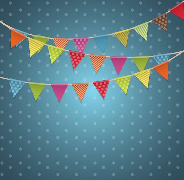 Fundo de festa com ilustração vetorial de bandeiras