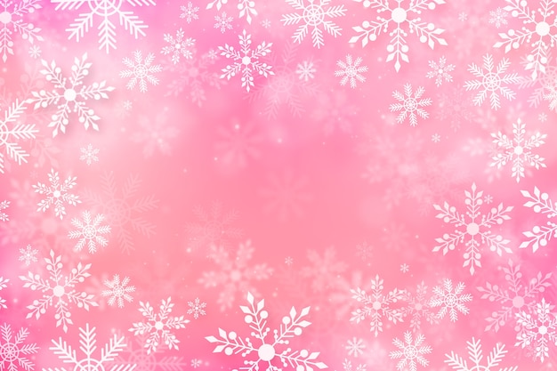 Vetor fundo de floco de neve rosa realista
