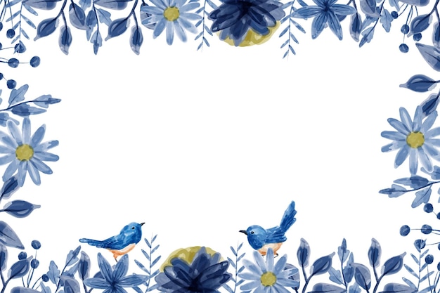 Fundo de flor azul com aquarela